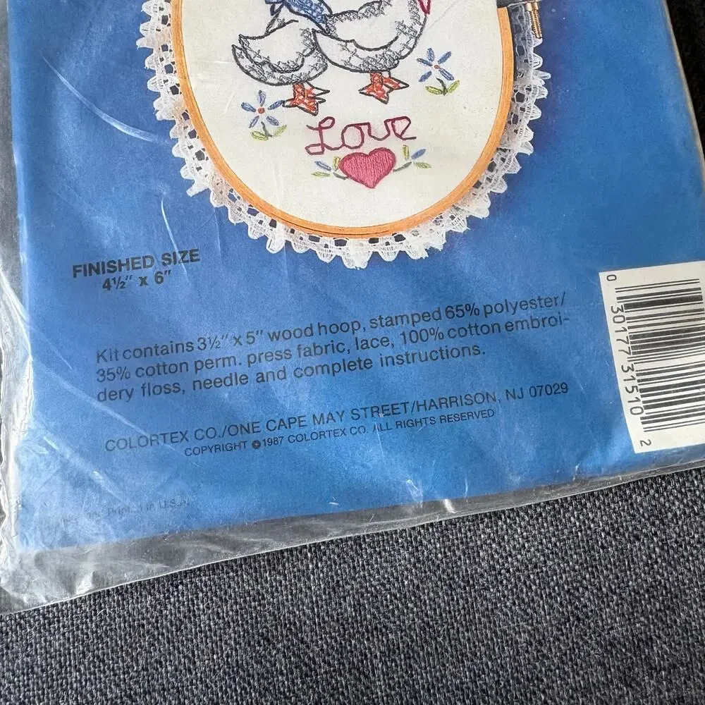 Country Love Geese Vintage Mini Oval Stamped Cross Stitch Kit by Colortex - 1987